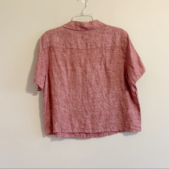 Rachel Zoe Shirt Twee Linen Boxy Short Sleeve Button Up Shirt - Picture 3 of 9